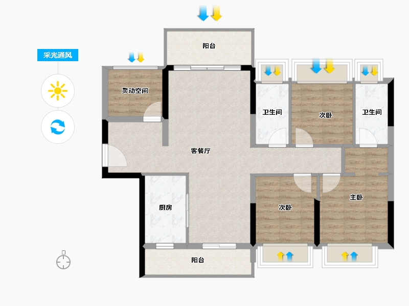 广东省-湛江市-裕达豪庭-95.70-户型库-采光通风