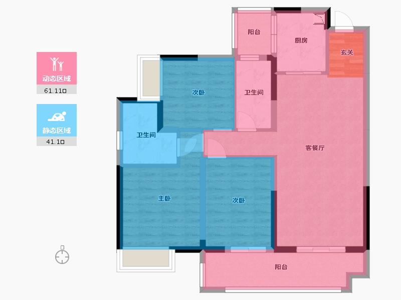 四川省-泸州市-泸州富力华庭-91.01-户型库-动静分区