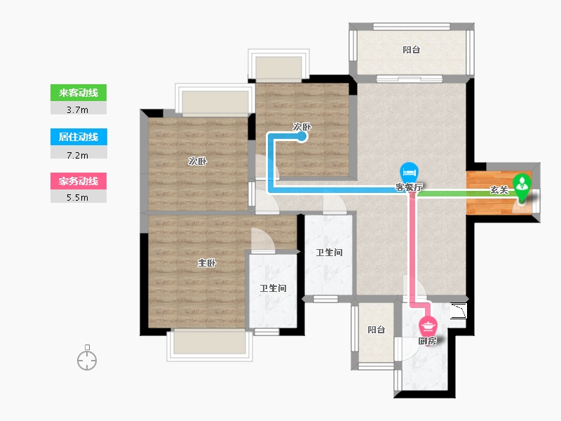 四川省-泸州市-泸州富力华庭-85.51-户型库-动静线