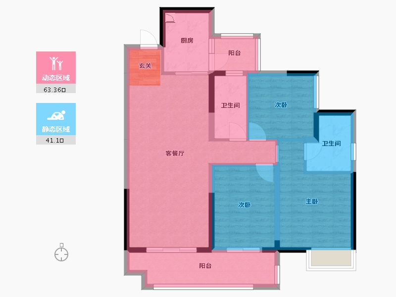 四川省-泸州市-泸州富力华庭-93.23-户型库-动静分区