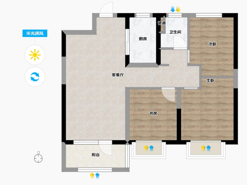 山西省-太原市-太原红星天悦-69.04-户型库-采光通风