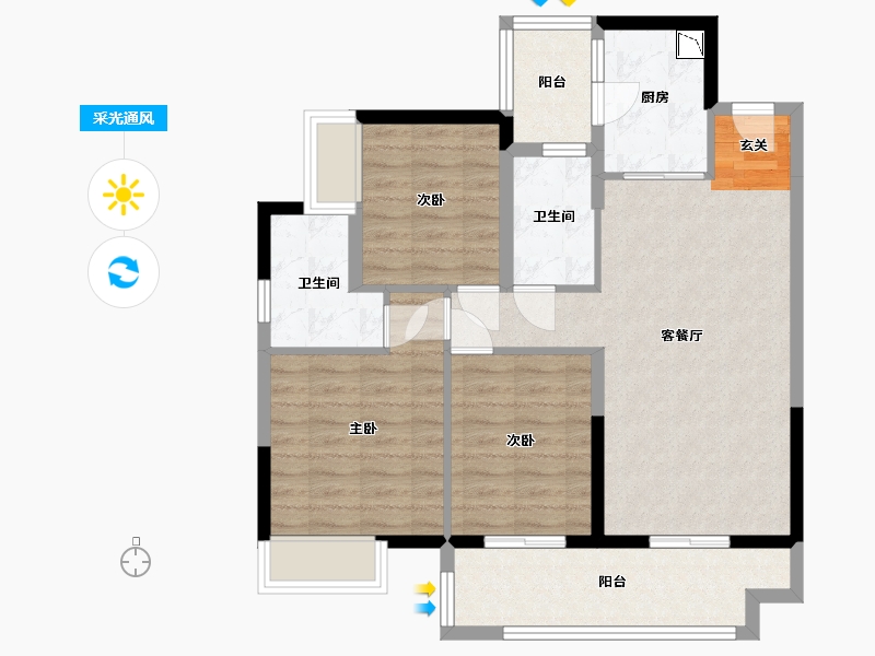 四川省-泸州市-泸州富力华庭-82.26-户型库-采光通风