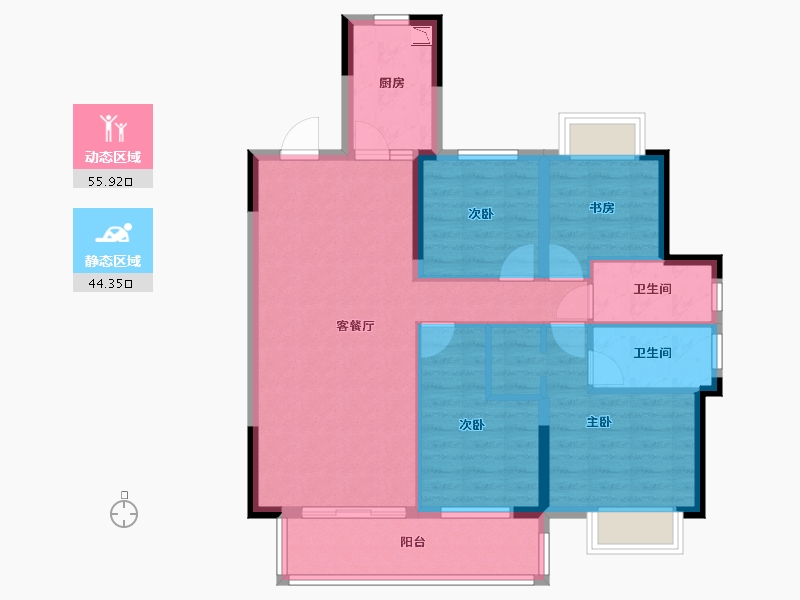 湖北省-咸宁市-福星城-89.18-户型库-动静分区