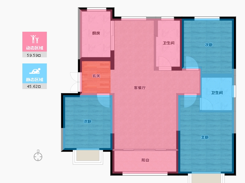 河北省-邯郸市-荣科・金水苑-94.40-户型库-动静分区