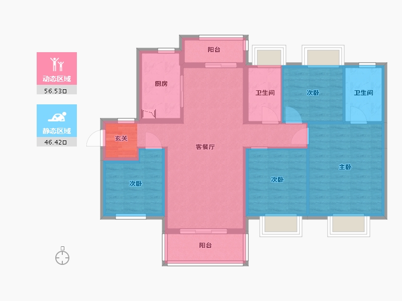 广东省-中山市-龙湖・春江紫宸-91.55-户型库-动静分区