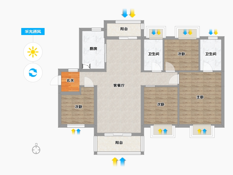 广东省-中山市-龙湖・春江紫宸-91.55-户型库-采光通风