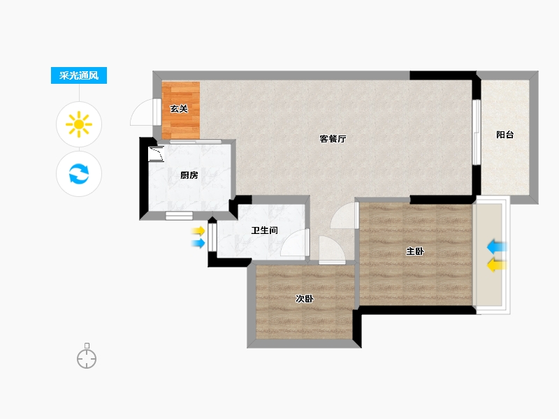 广东省-中山市-龙光玖誉山-58.41-户型库-采光通风