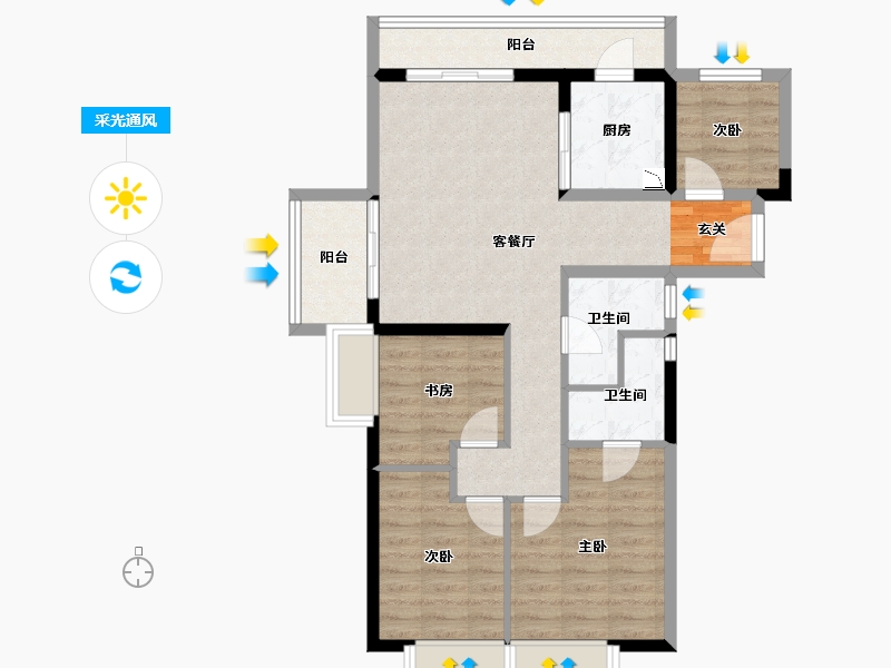 云南省-昆明市-红星天悦-83.07-户型库-采光通风