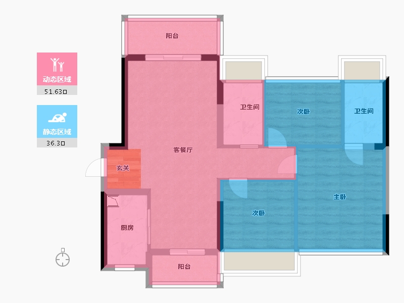 广东省-中山市-龙光玖誉山-78.40-户型库-动静分区