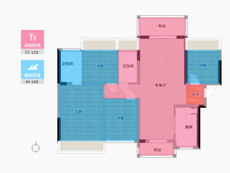 广东省-中山市-龙光玖誉山-86.40-户型库-动静分区