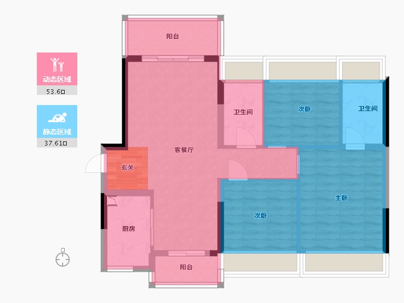 广东省-中山市-龙光玖誉山-81.60-户型库-动静分区