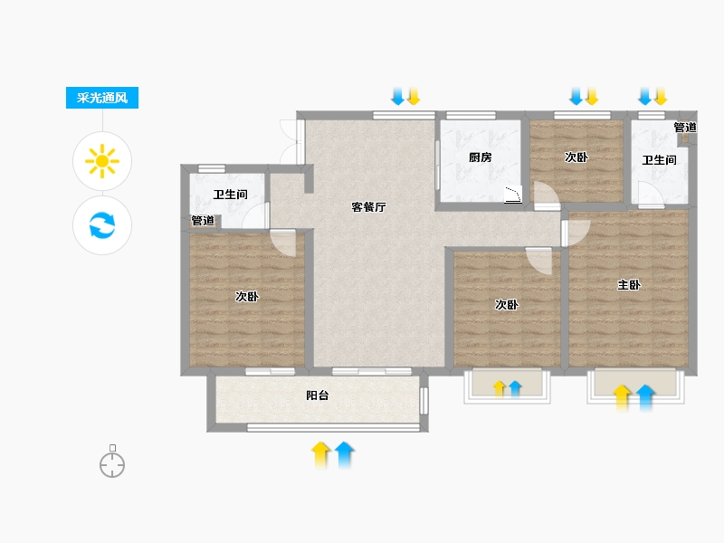 浙江省-台州市-绿地・德加公馆-108.00-户型库-采光通风