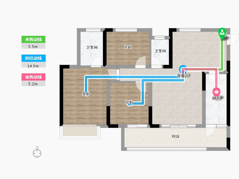 重庆-重庆市-中建瑾和城-88.80-户型库-动静线