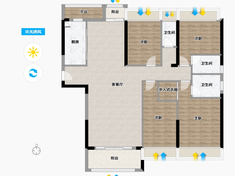 广东省-汕头市-威悦名苑-129.60-户型库-采光通风