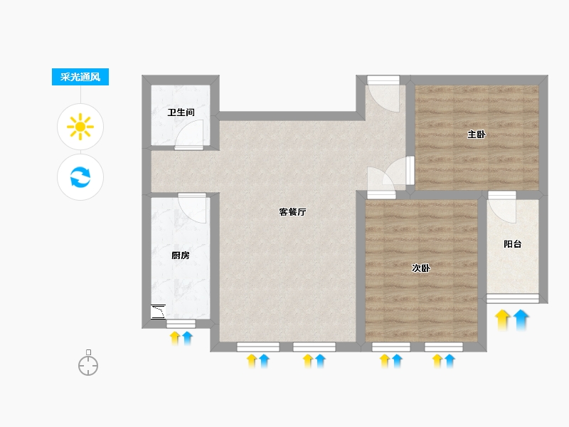 山东省-潍坊市-盛世御景-65.00-户型库-采光通风