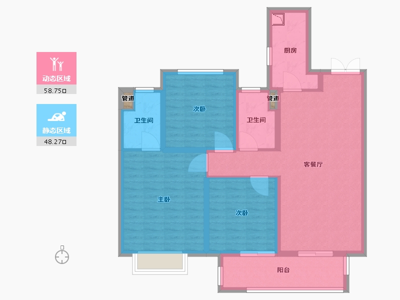 浙江省-台州市-绿地・德加公馆-96.00-户型库-动静分区