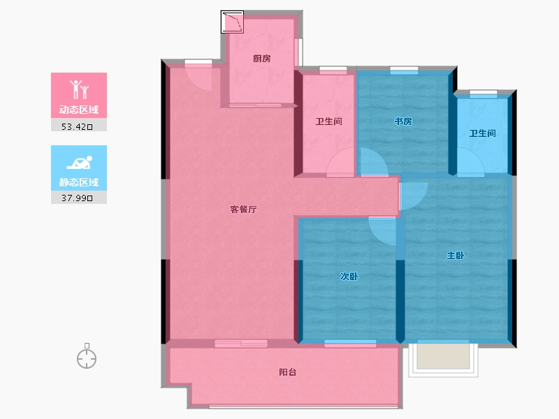 湖南省-岳阳市-岳阳大唐世家-81.88-户型库-动静分区