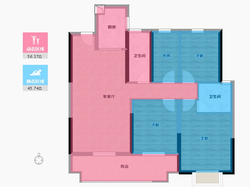 湖南省-岳阳市-岳阳大唐世家-91.17-户型库-动静分区