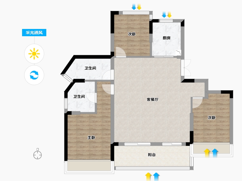 湖北省-武汉市-尚璟瑞府-95.49-户型库-采光通风