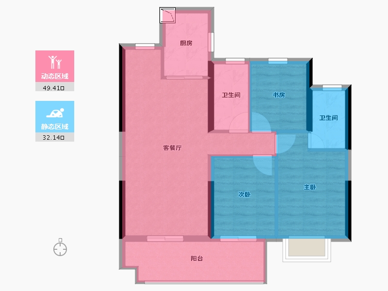 湖南省-岳阳市-岳阳大唐世家-73.09-户型库-动静分区