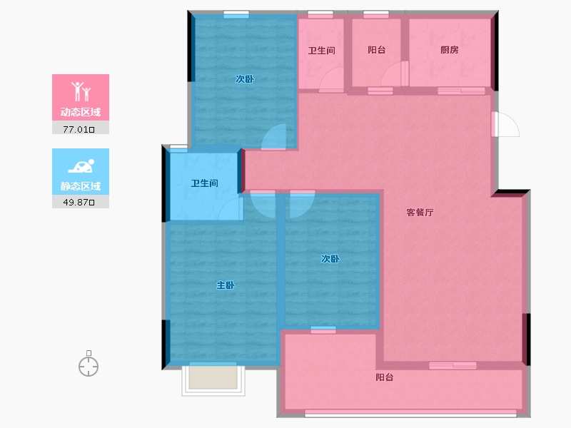 湖南省-株洲市-城发翰林府-113.65-户型库-动静分区