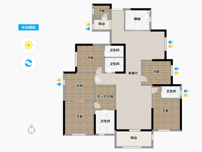 湖南省-长沙市-创远湘江壹号-203.76-户型库-采光通风