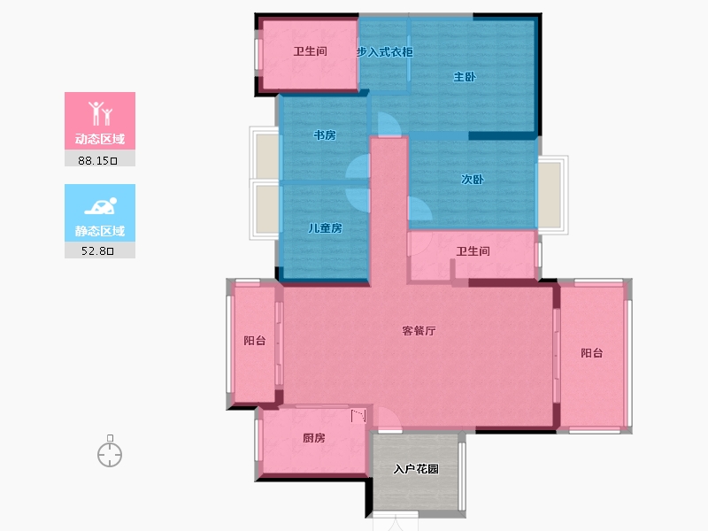 广东省-韶关市-韶关沙湖天上虹1栋1402房-134.99-户型库-动静分区