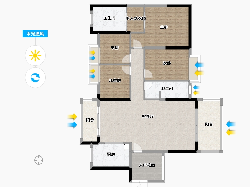 广东省-韶关市-韶关沙湖天上虹1栋1402房-134.99-户型库-采光通风