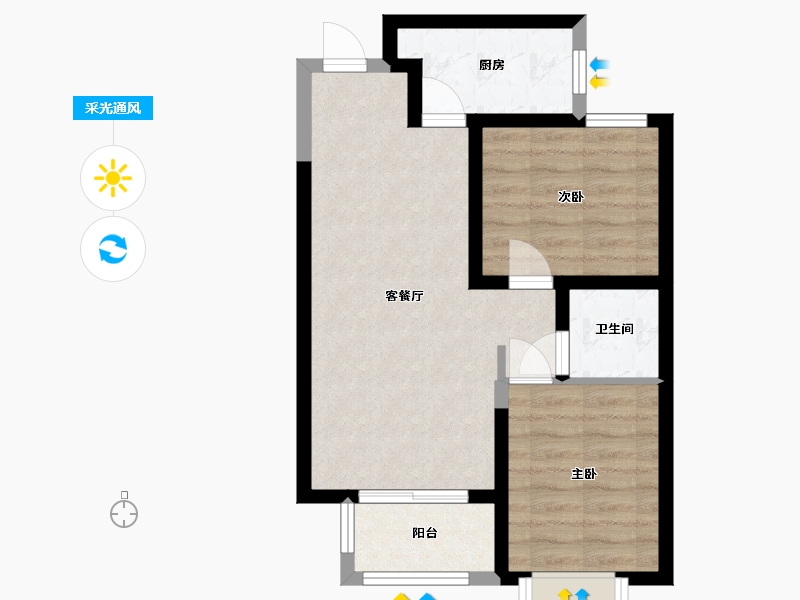 河北省-廊坊市-中房·馨美域-54.32-户型库-采光通风