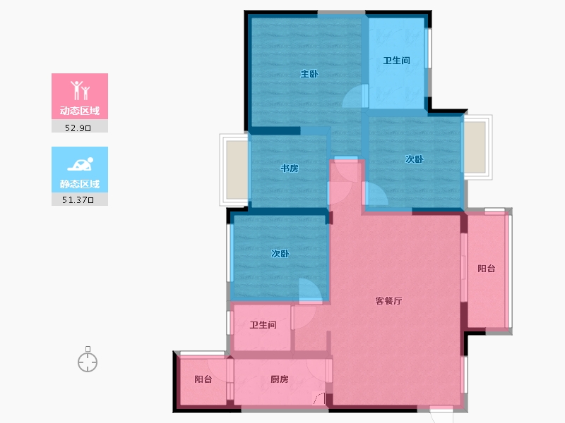 四川省-成都市-三利麓山城春风里-91.96-户型库-动静分区