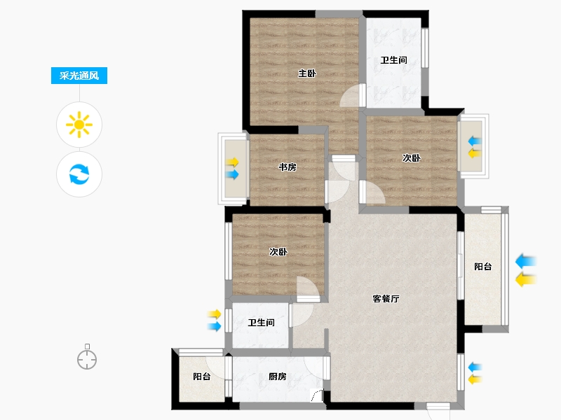 四川省-成都市-三利麓山城春风里-91.96-户型库-采光通风