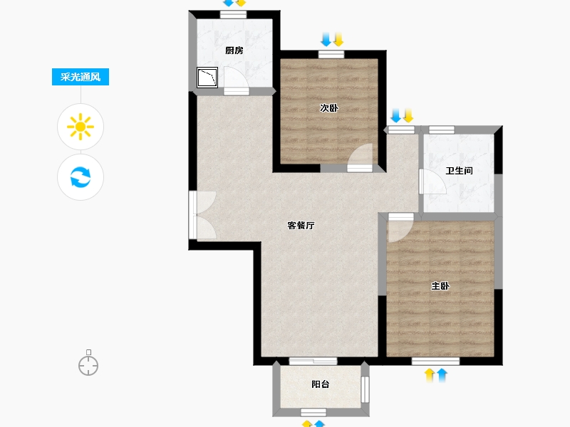 北京-北京市-中和府-73.30-户型库-采光通风