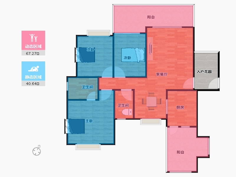 四川省-成都市-保利公园-198百合郡-114.60-户型库-动静分区