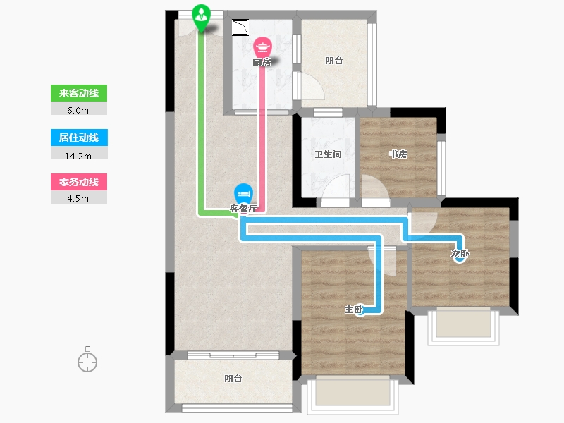 重庆-重庆市-启迪协信重庆科技城-68.66-户型库-动静线