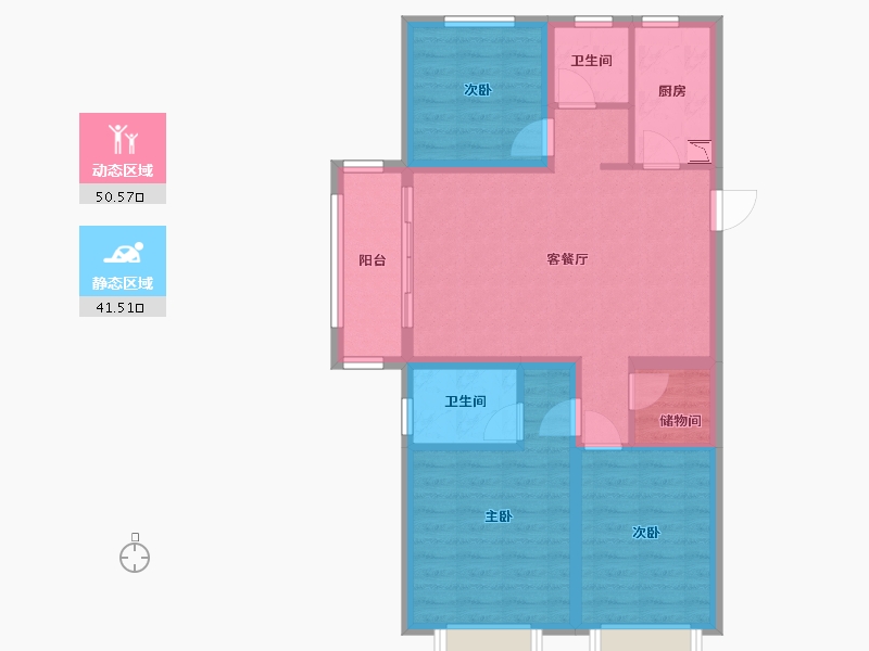 山西省-临汾市-蓝山国际-81.86-户型库-动静分区