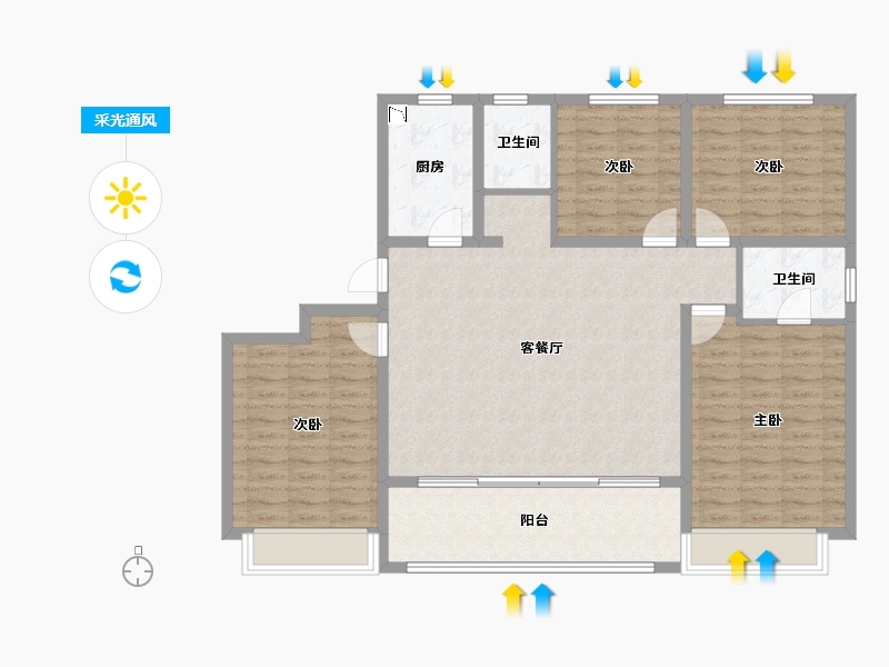 山东省-泰安市-开元盛世信园-119.77-户型库-采光通风