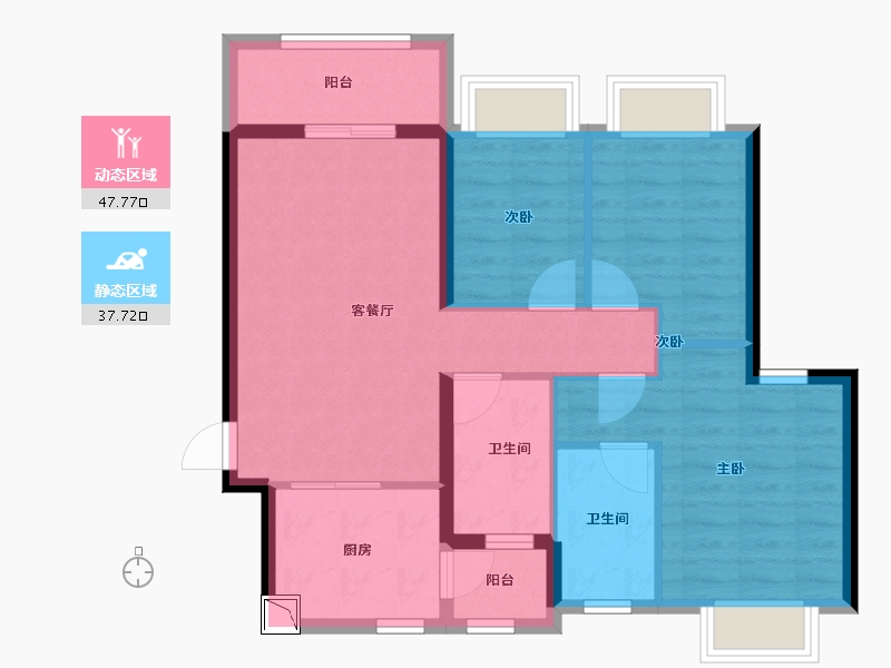 广东省-中山市-恒大御景-76.00-户型库-动静分区