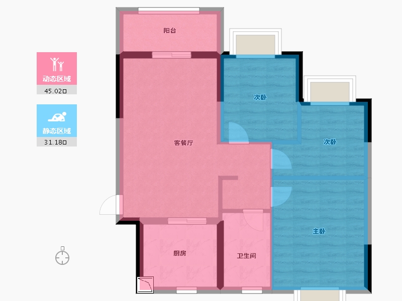 广东省-中山市-恒大御景-68.00-户型库-动静分区