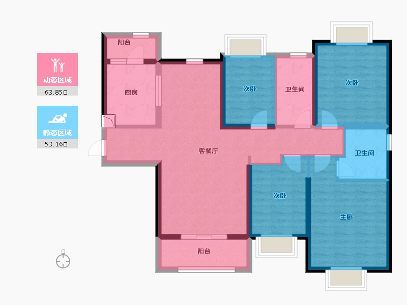 广东省-中山市-恒大御景-104.00-户型库-动静分区