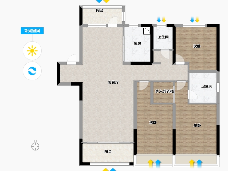 山东省-泰安市-开元盛世信园-115.00-户型库-采光通风