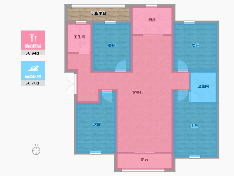 宁夏回族自治区-银川市-泰安世家-101.60-户型库-动静分区