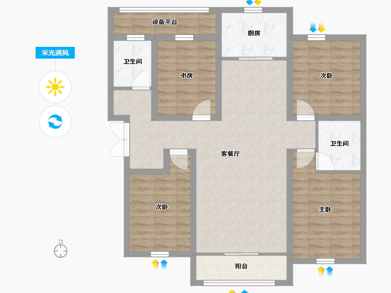 宁夏回族自治区-银川市-泰安世家-101.60-户型库-采光通风