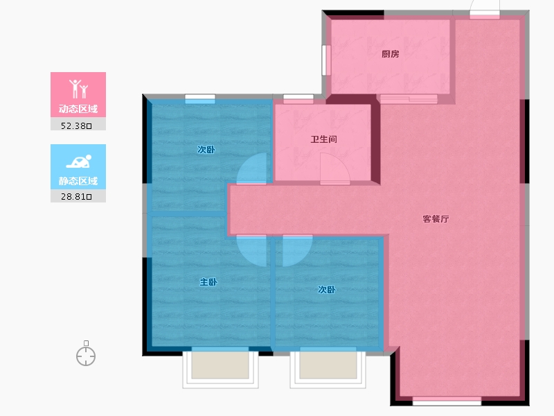 辽宁省-沈阳市-沈抚恒大・养生谷-73.25-户型库-动静分区