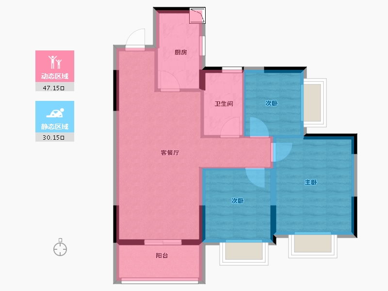 广东省-中山市-恒大御景-68.80-户型库-动静分区