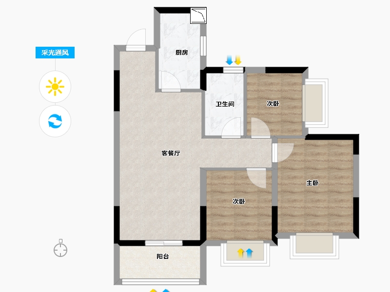 广东省-中山市-恒大御景-68.80-户型库-采光通风