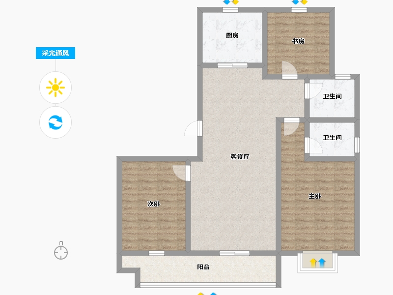 山东省-济宁市-城投新元里-103.20-户型库-采光通风