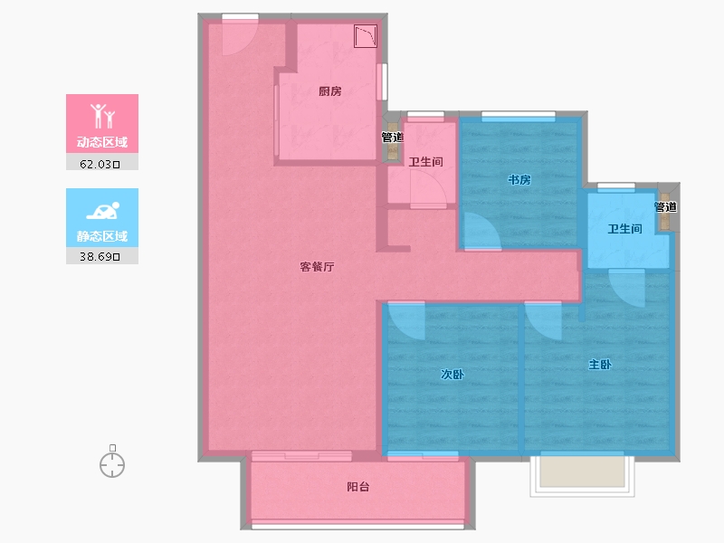 江苏省-镇江市-万科金域蓝湾-91.20-户型库-动静分区