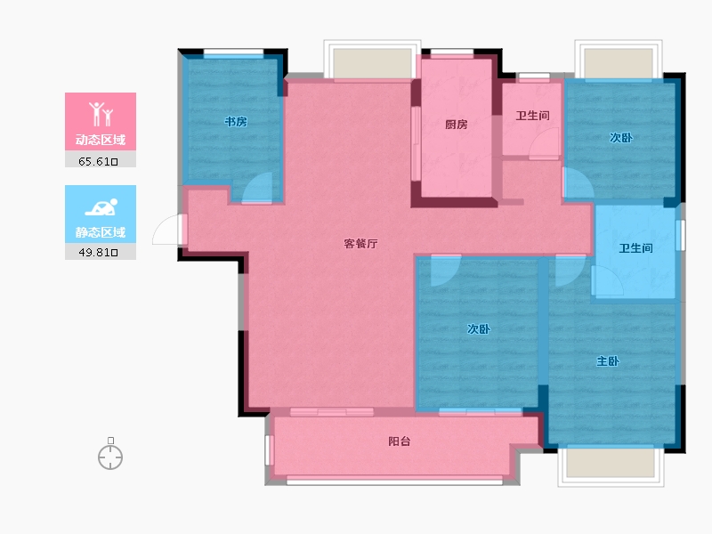 湖北省-天门市-南德荟景湾-104.00-户型库-动静分区