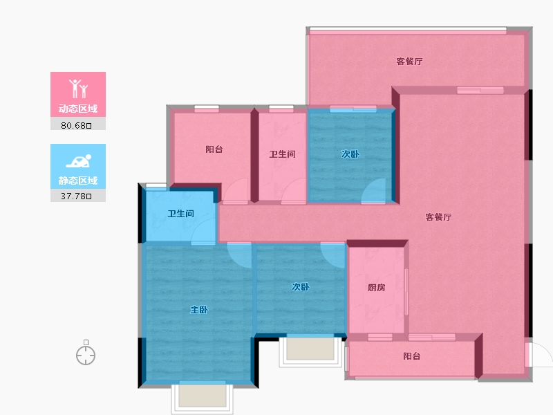 广西壮族自治区-贺州市-泽森・壹品江山-106.75-户型库-动静分区