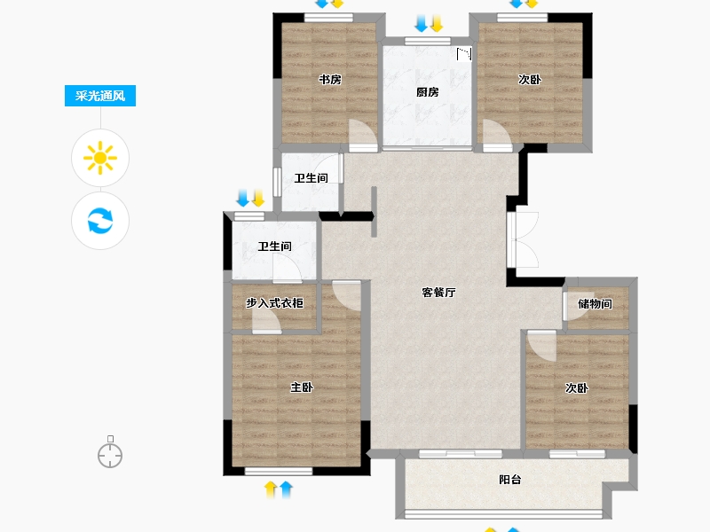 江苏省-镇江市-中南君悦府・熙悦-108.80-户型库-采光通风